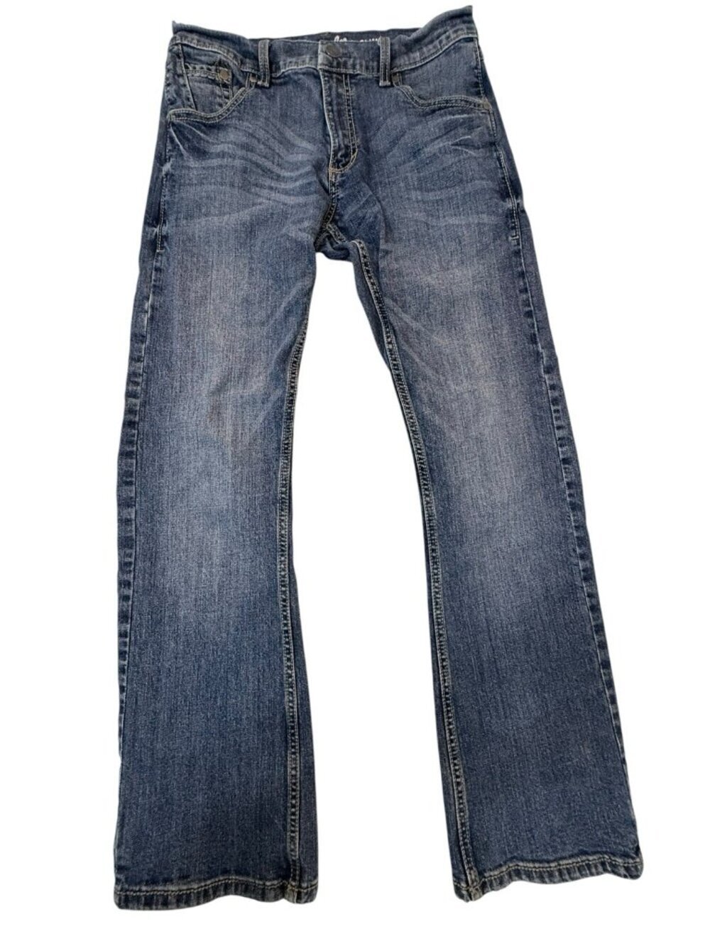 Wrangler Retro Jeans Mens 30x32 Slim Boot Med-Dark  Blue Denim Western Stretch
